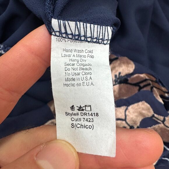 Mod Ref Floral Halter Maxi Tank Dress Womens Small Navy Velvet Burnout Bohemian - Picture 6 of 14